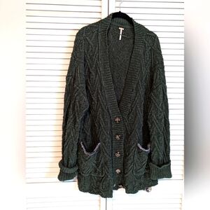 Free People green sweater cardigan